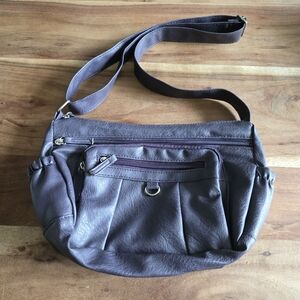 Plum Purple Multi-Pocket Crossbody Bag |Faux Leather Shoulder | Y2K Style